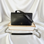 👜SOLD👜 CHANEL Black Camellia Embossed Lambskin Leather