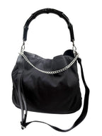 Gucci Black Nylon Bamboo Hobo Bag