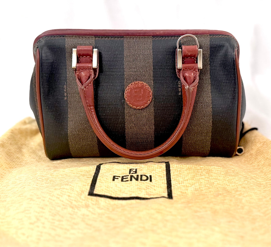 Fendi Pequin Striped Mini Boston Bag-Vintage