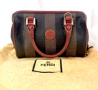Fendi Pequin Striped Mini Boston Bag-Vintage