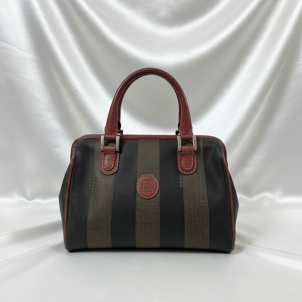 Fendi Pequin Striped Mini Boston Bag-Vintage