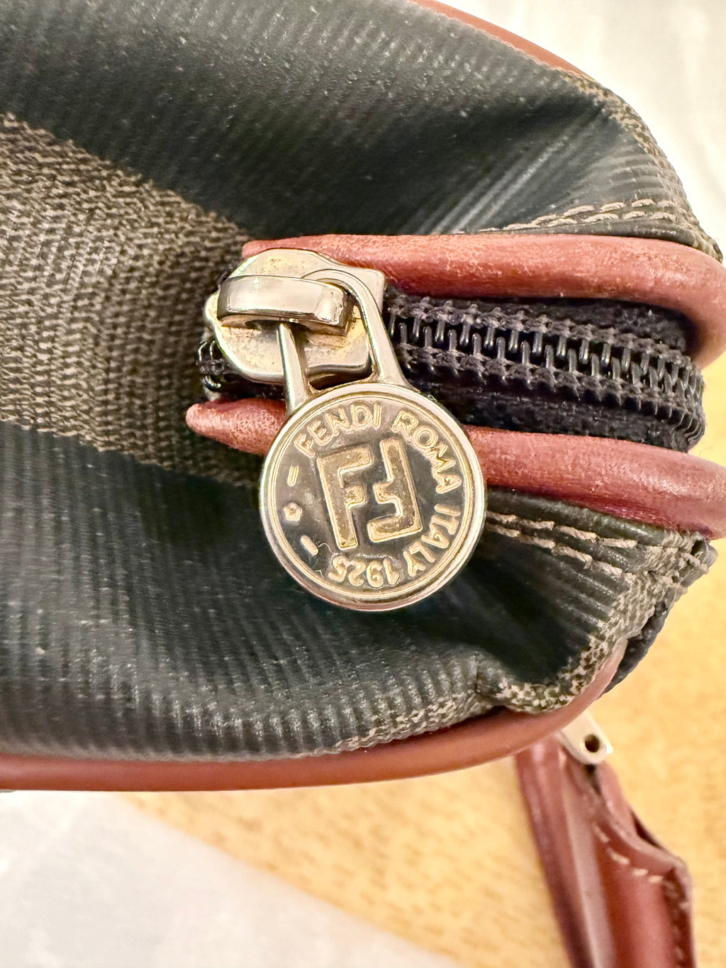 Fendi Pequin Striped Mini Boston Bag-Vintage