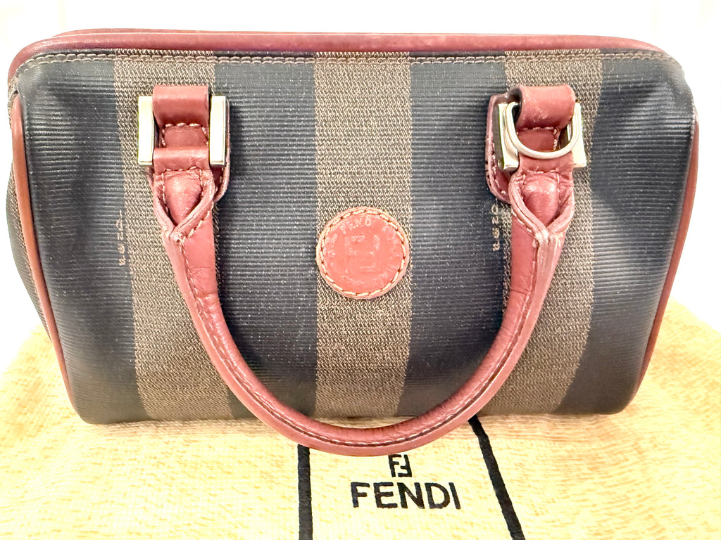 Fendi Pequin Striped Mini Boston Bag-Vintage