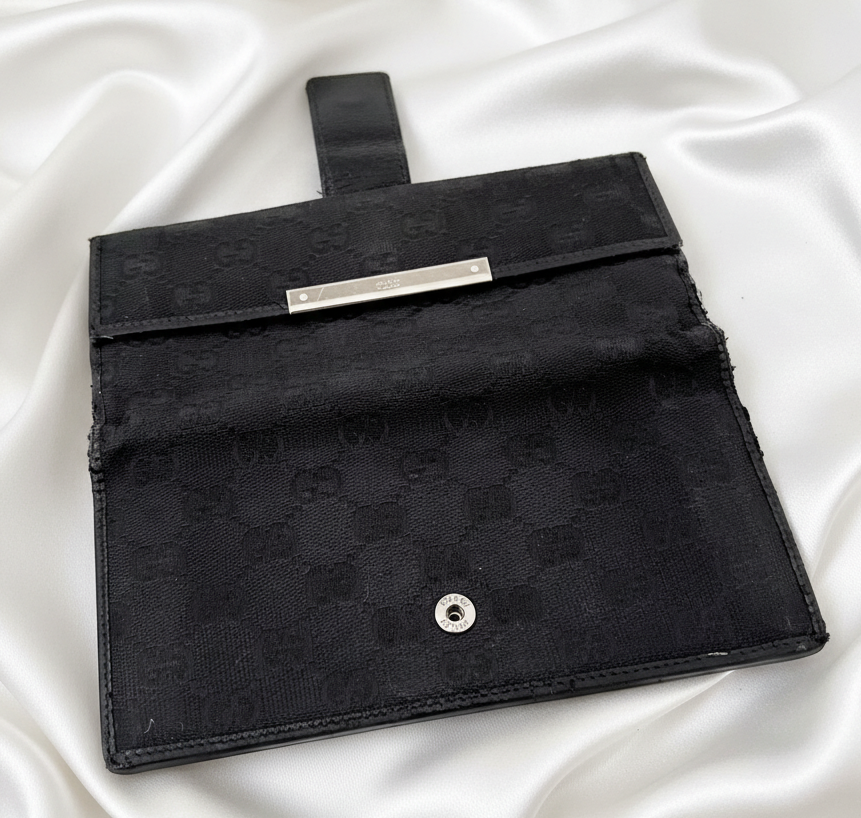 Vintage Gucci Black GG Canvas Long Wallet