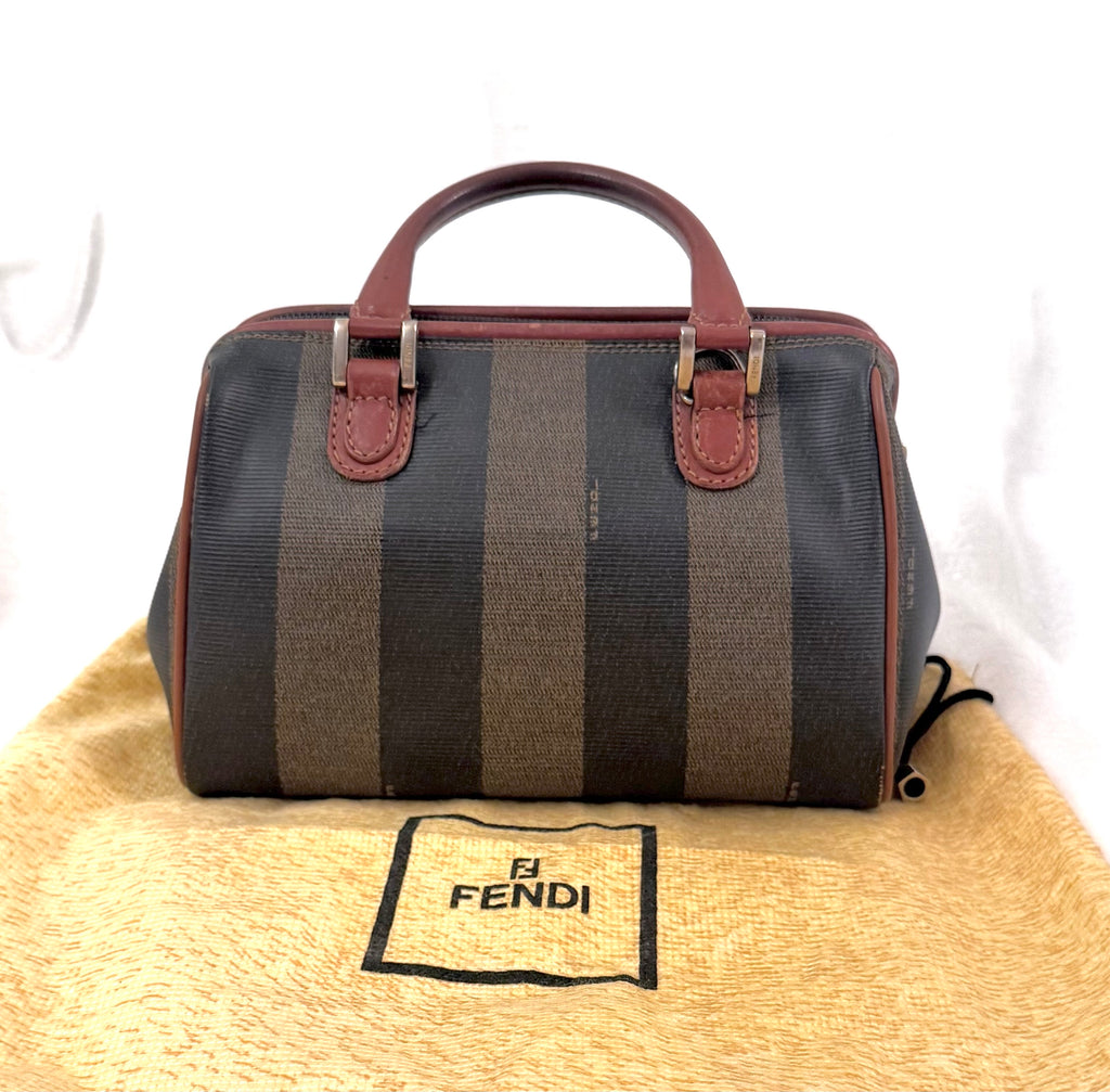 Fendi Pequin Striped Mini Boston Bag-Vintage