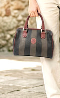 Fendi Pequin Striped Mini Boston Bag-Vintage